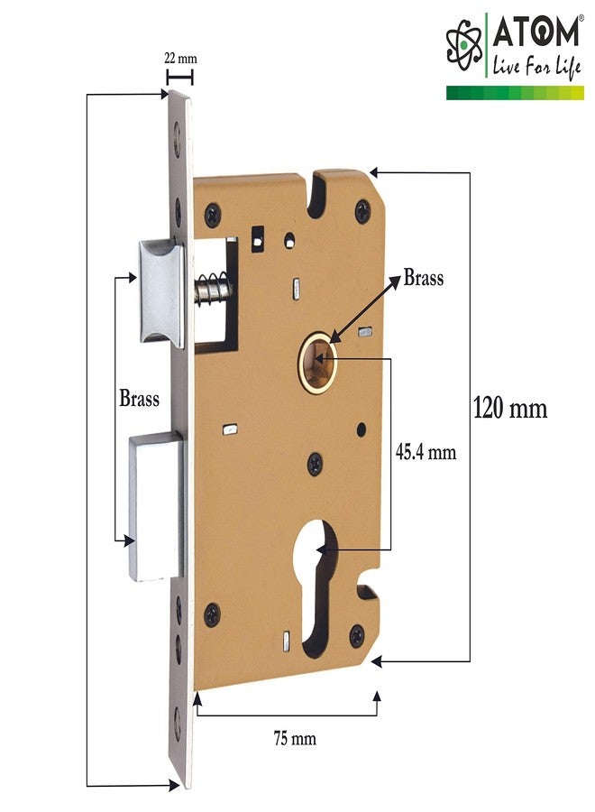 Atom Heavy Duty Mortise Door Lock with One Sided Key for Bedroom, Living Room, Main Door, Brass Antique Finish | 3 Keys | Lockset for House Hotel Office(O49CYOSK) - Image 5